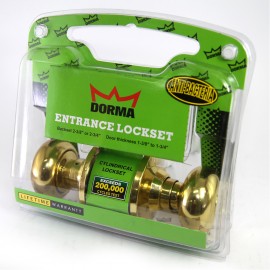 Dorma Entrance Cylindrical Knob Lockset DA3 Olfen Finishes US3 Standard Polished Brass